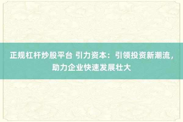 正规杠杆炒股平台 引力资本：引领投资新潮流，助力企业快速发展壮大
