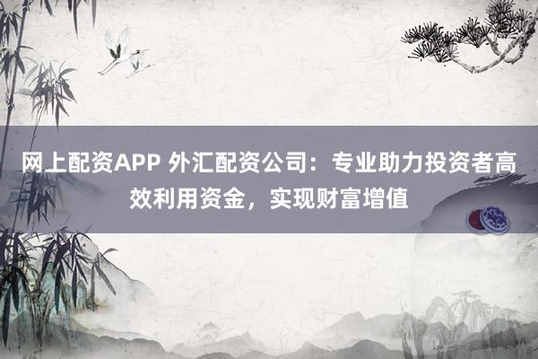 网上配资APP 外汇配资公司：专业助力投资者高效利用资金，实现财富增值