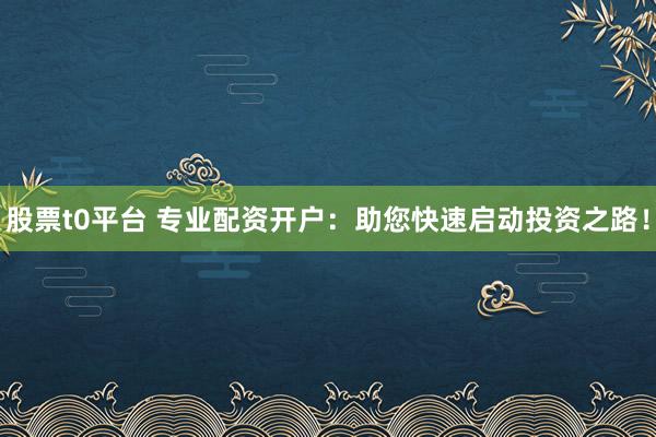 股票t0平台 专业配资开户：助您快速启动投资之路！
