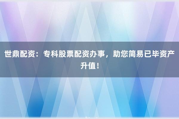 世鼎配资：专科股票配资办事，助您简易已毕资产升值！