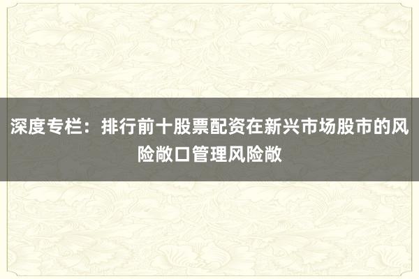 深度专栏：排行前十股票配资在新兴市场股市的风险敞口管理风险敞