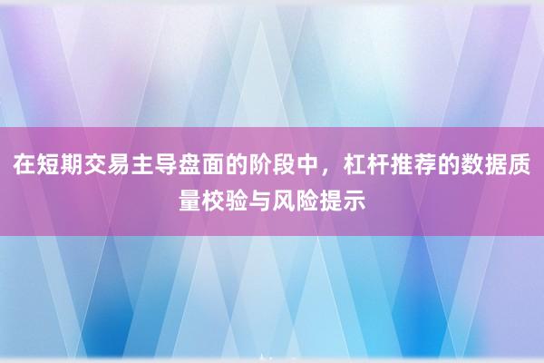 在短期交易主导盘面的阶段中，杠杆推荐的数据质量校验与风险提示