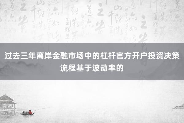 过去三年离岸金融市场中的杠杆官方开户投资决策流程基于波动率的