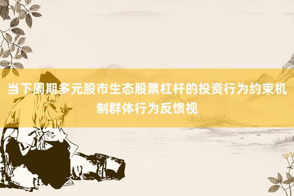 当下周期多元股市生态股票杠杆的投资行为约束机制群体行为反馈视