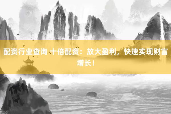 配资行业查询 十倍配资：放大盈利，快速实现财富增长！
